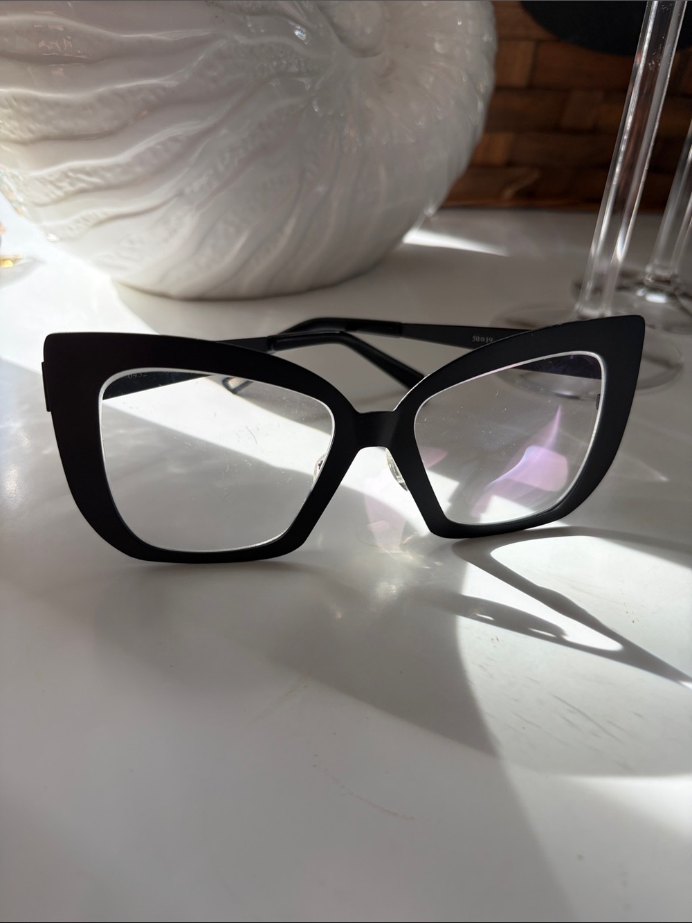 SEE Black metal  large Cat-Eye Fashion Frames - Women's Accessories